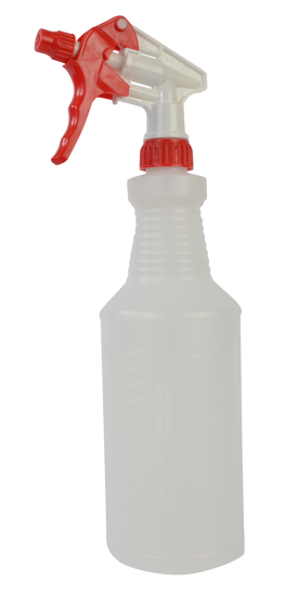 Industrial Trigger Sprayer Red w/ 32 Oz. White Bottle